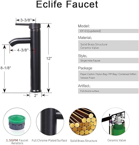 Miniatura 7 de eclife Combo de tocador de baño de 48 pulgadas con juego de tocador lateral negro fregadero cuadrado de vidrio templado turquesa y grifo de ahorro