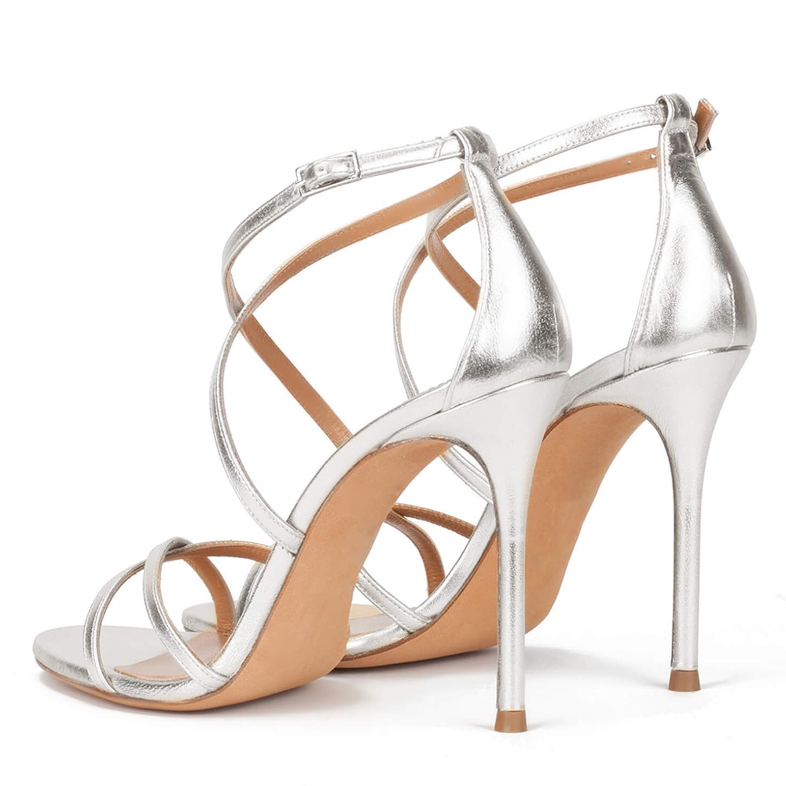 Sandali Con Tacco Alto e Cinturini da Donna,Sandali Décolleté Aperti Alla Moda Estiva Tacchi a Spillo Sexy 10 cm Scarpe Eleganti Festa con Cinturini Incrociati e da Ballo