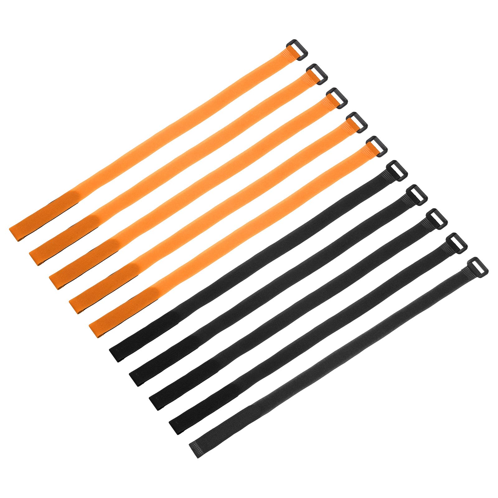 sourcing map 10 Pcs Reusable Battery Tie Down Straps 20mm x 40cm Nylon Multipurpose Battery Hold Down Adjustable Cinch Strap Hook Loop Fastening Tie for FPV RC Drone Boat Car, Black/Orange