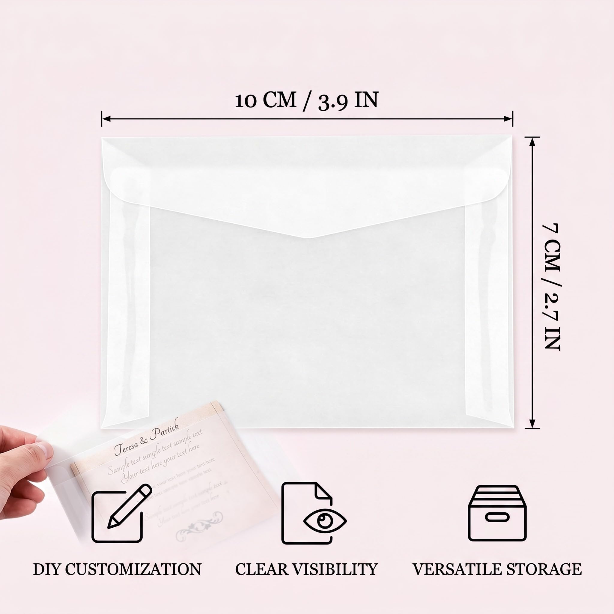 Buste da Lettera Trasparenti Mini 10x7 cm, 30 Pezzi per Inviti e Biglietti