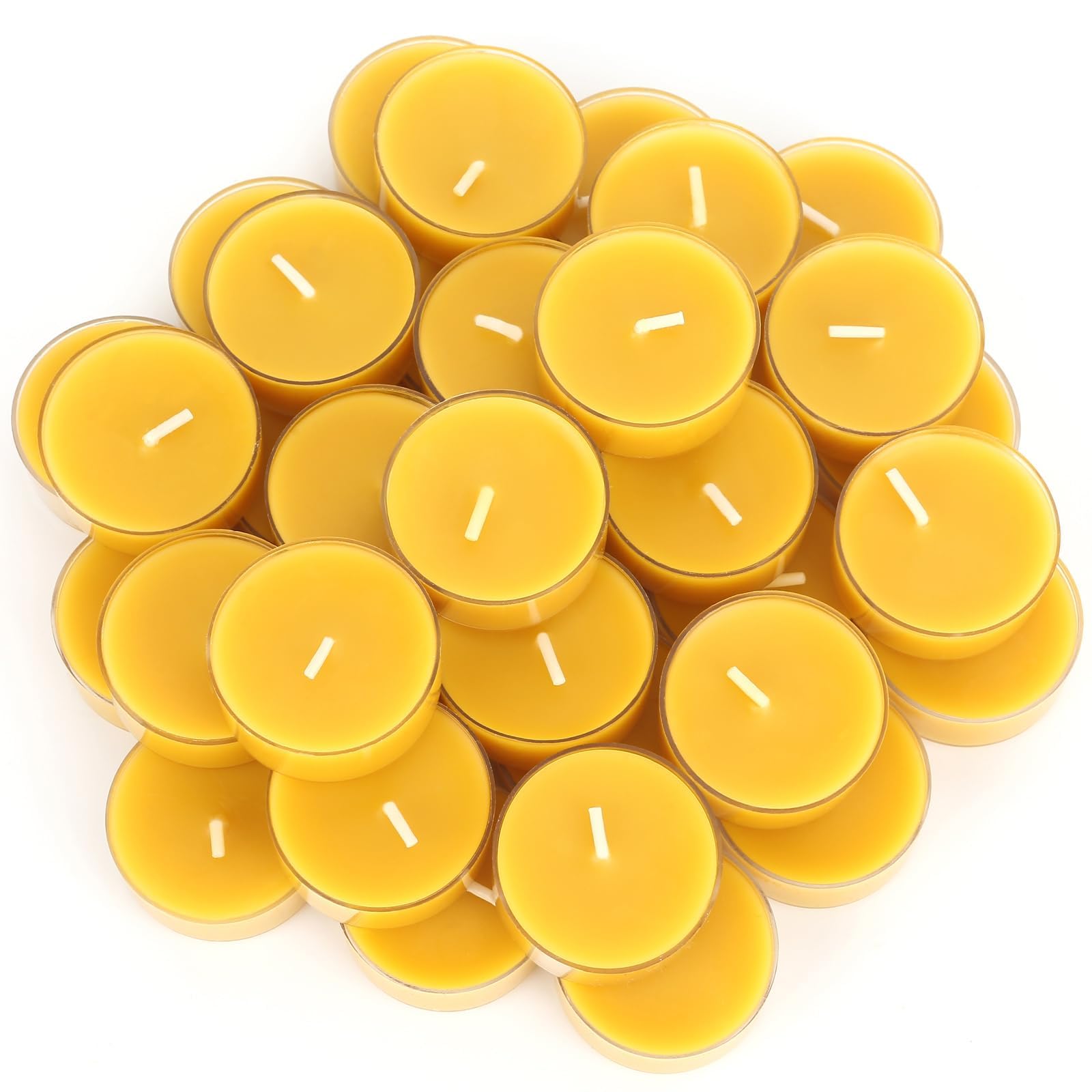 EP Leben 12 Pcs 100% Pure Beeswax Tealight Candles- 4 Hour Burn Time Beeswax Emergency Candles Burn...