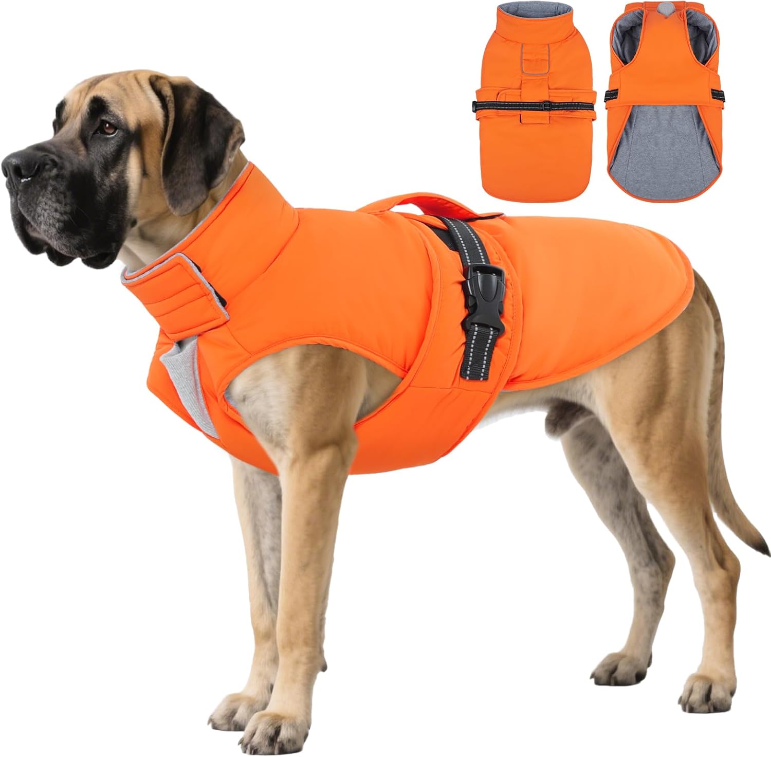 IECOii Jacket for Dogs - Reflective Cold Weather Coats Adjustable Snow Vest Jackets Windproof Waterproof Winter Coat with Buckles, Warm Fleece Vest for Hunting, Walking, Camping, Pink, Size 5XL