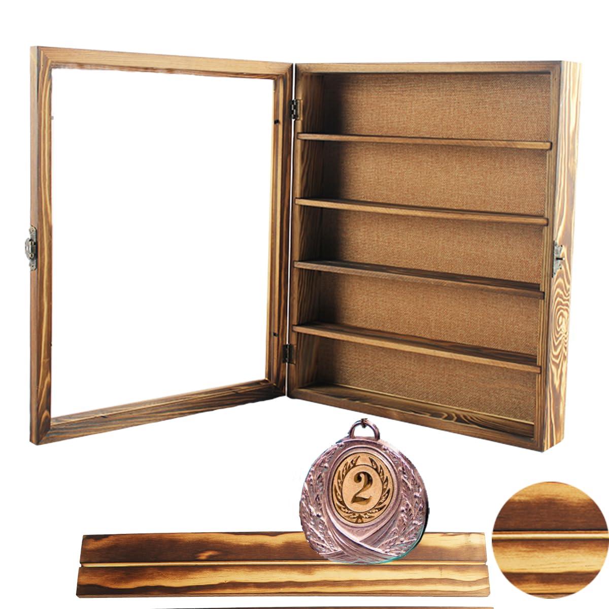 LITAITAI 14x17 Shadowbox Frame with Shelves, Deep Shadow Box Display Cases with 4 Movable Shelves,Shadow Work Journal and Workboolshadow Box for Flowers,Medals,Coins,Pictures,Weddings(Carbon)