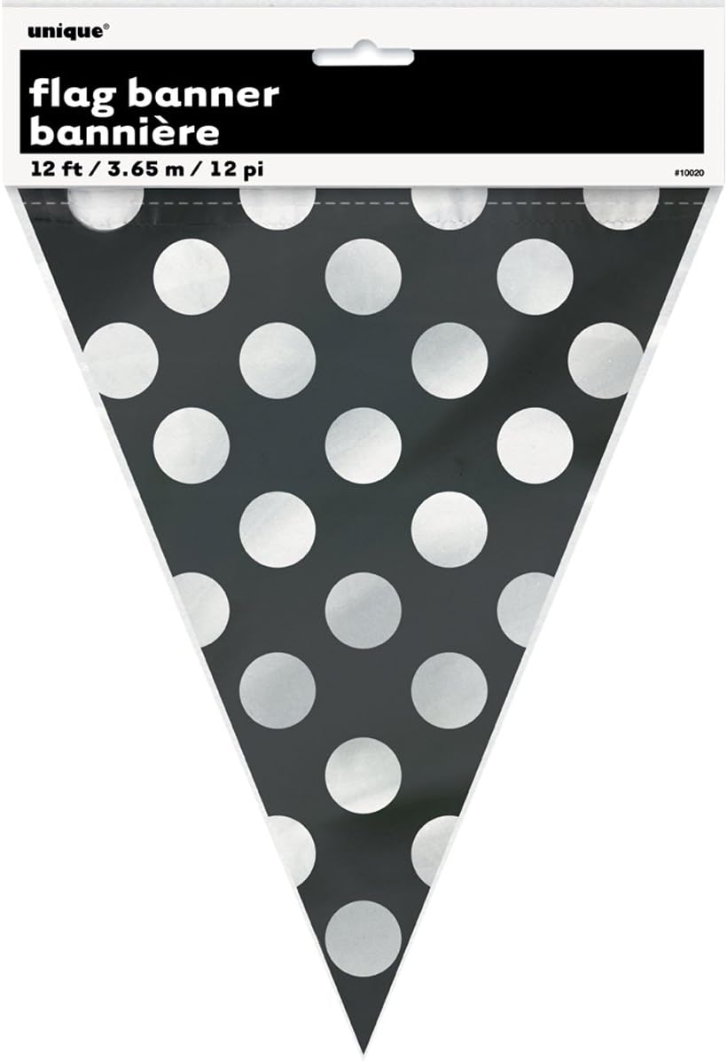 unique partyDeco Dot Flag Banner 12 Pieces, Black
