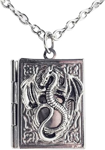 Unique Gothic Pendant Neckchains Charm Individualized Book Locket Pendant Necklace Jewelry for Daily Wear Dates Parties