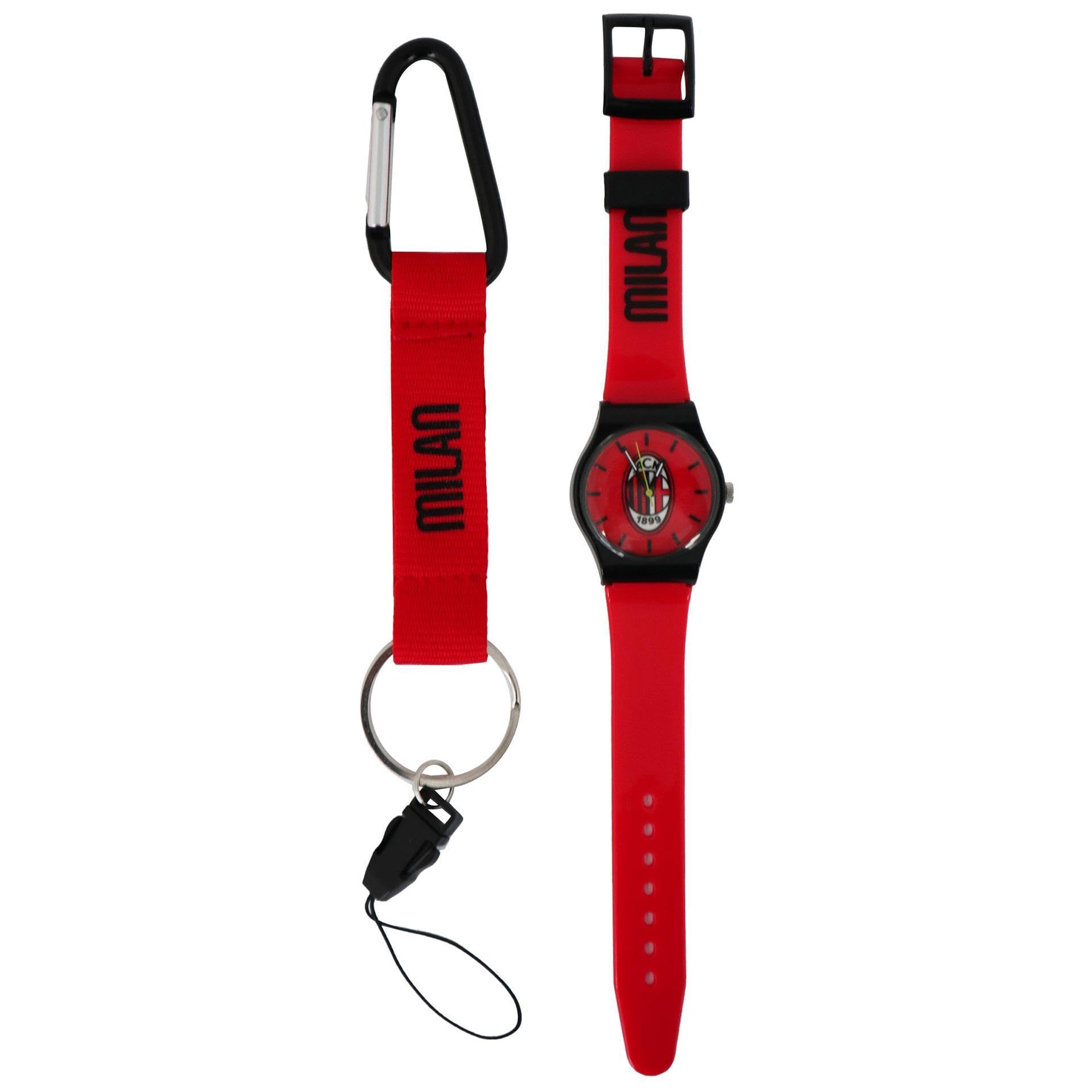 Orologio + Portachiavi Moschettone Milan - Prodotto Ufficiale AC Milan