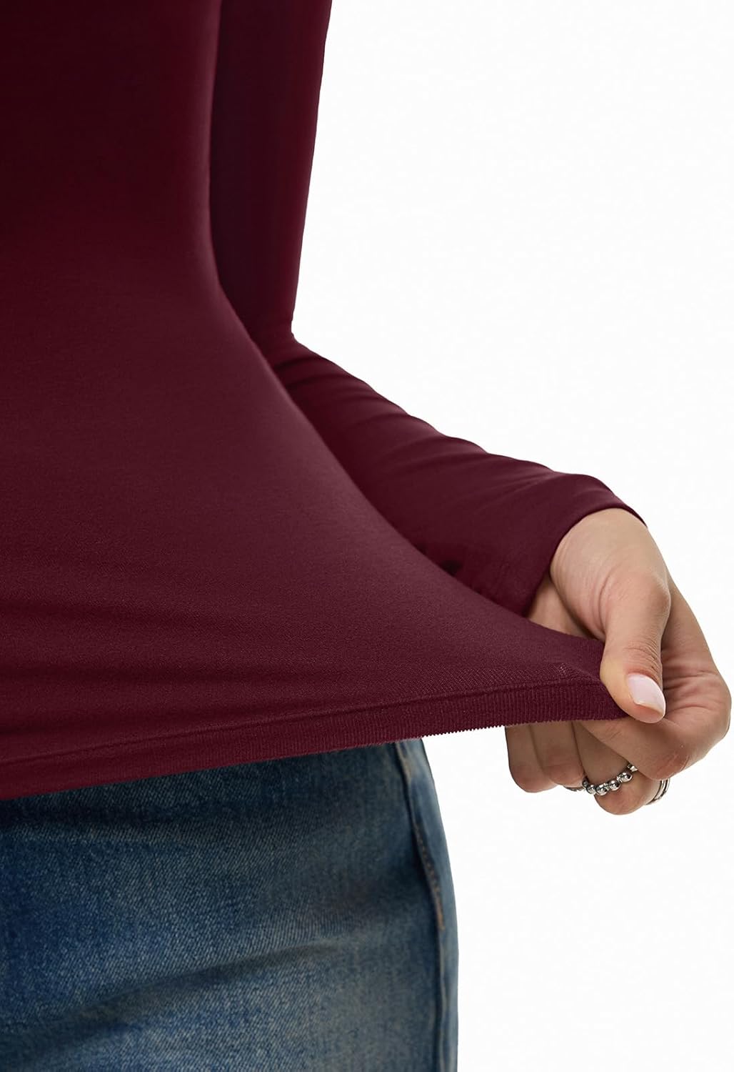 REORIA Women's Basic Long Sleeve Thermal Shirts Mock Turtle Neck Soft Lined Winter Layering Warm Slim Fit Underwear Tops 2025 - Image 4