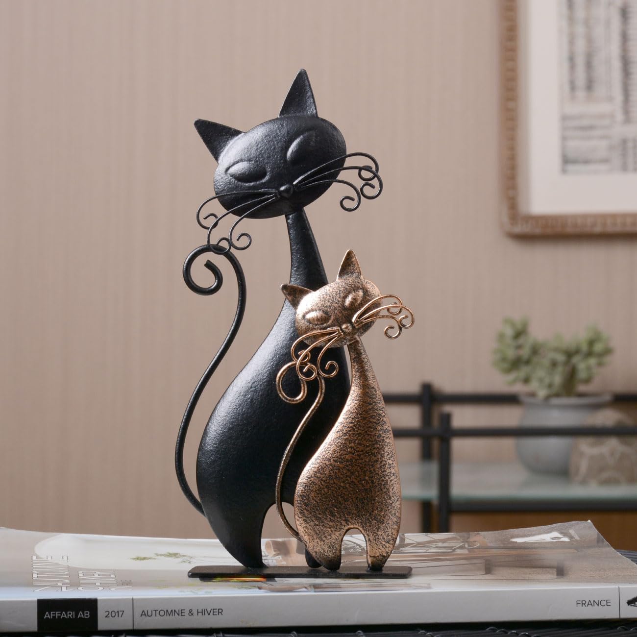 SEINHIJO Gatto Scultura Statua Moderna Statuetta Decorazione Animale Figurina Regali Casa Ornamento Soprammobili Metal Arte 24cm