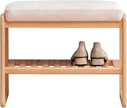 Banco de zapatos con cojín, banco de zapatos de madera maciza totalmente montado, moderno banco de zapatos para entrada, sala de estar, dormitorio,