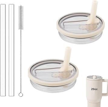 20oz Tumbler Flip Straw Lid Replacement, Compatible with 20oz Insulated Kids HydroJug Traveler,BPA-Free Dishwasher Safe Leak Resistant Cap for Cup Accessories,Pack of 2 Cream White