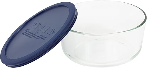 Pyrex Simply Store - Plato redondo de 7 tazas transparente con tapa azul