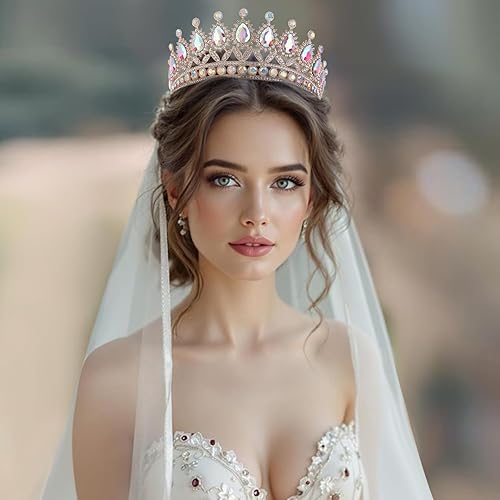Miniatura 2 de FORSEVEN Tiaras y coronas de cristal para mujer Boda y fiesta de cumpleaños, corona de princesa, accesorios para el cabello Diadema de diamantes