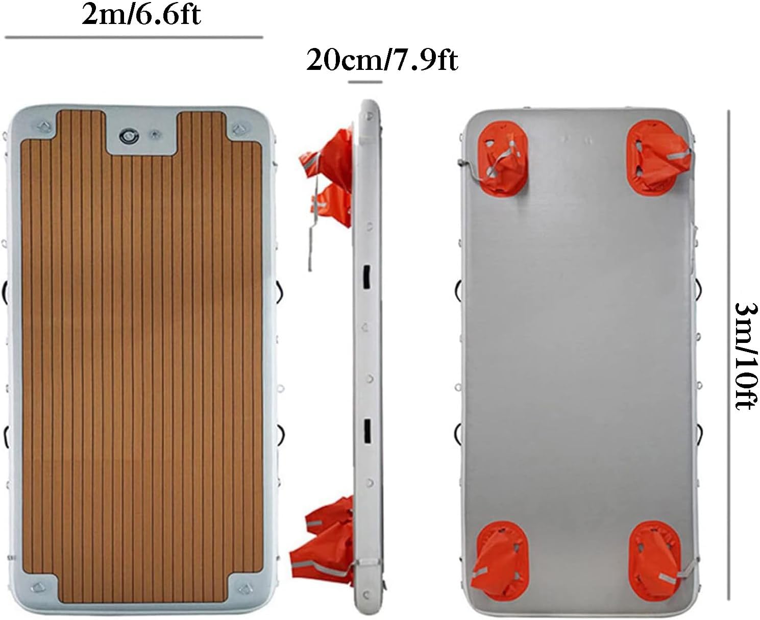 Yacht Dock, Water Inflatable Dock, Thick Inflatable Dock Floating, Floating Cushion Raft Island Air Bed, Platform Stable Portable Fishing Boat,2 * 3m/6.6 * 9.8ft