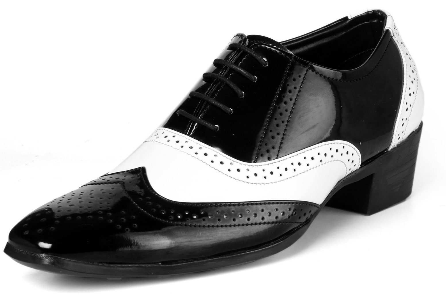 BXXY Black and White Height Increasing Mafia Full Brogue Shoes for Men- 8 UK (B01N57WMIW) Amazon Price History, Amazon Price Tracker