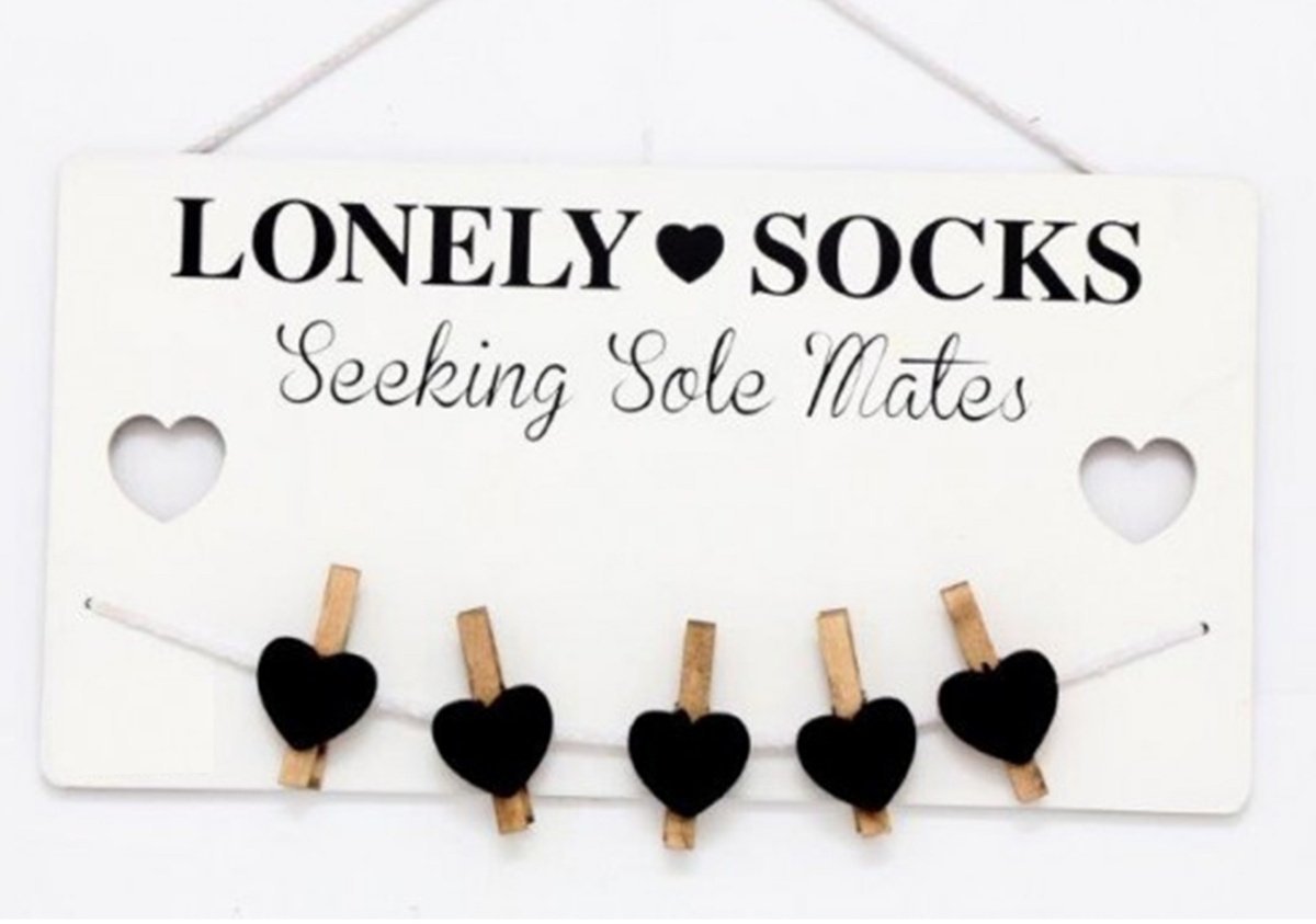 Paris PrixLonely Socks Seeking Sole Mates Hanging Plaque and Peg Line