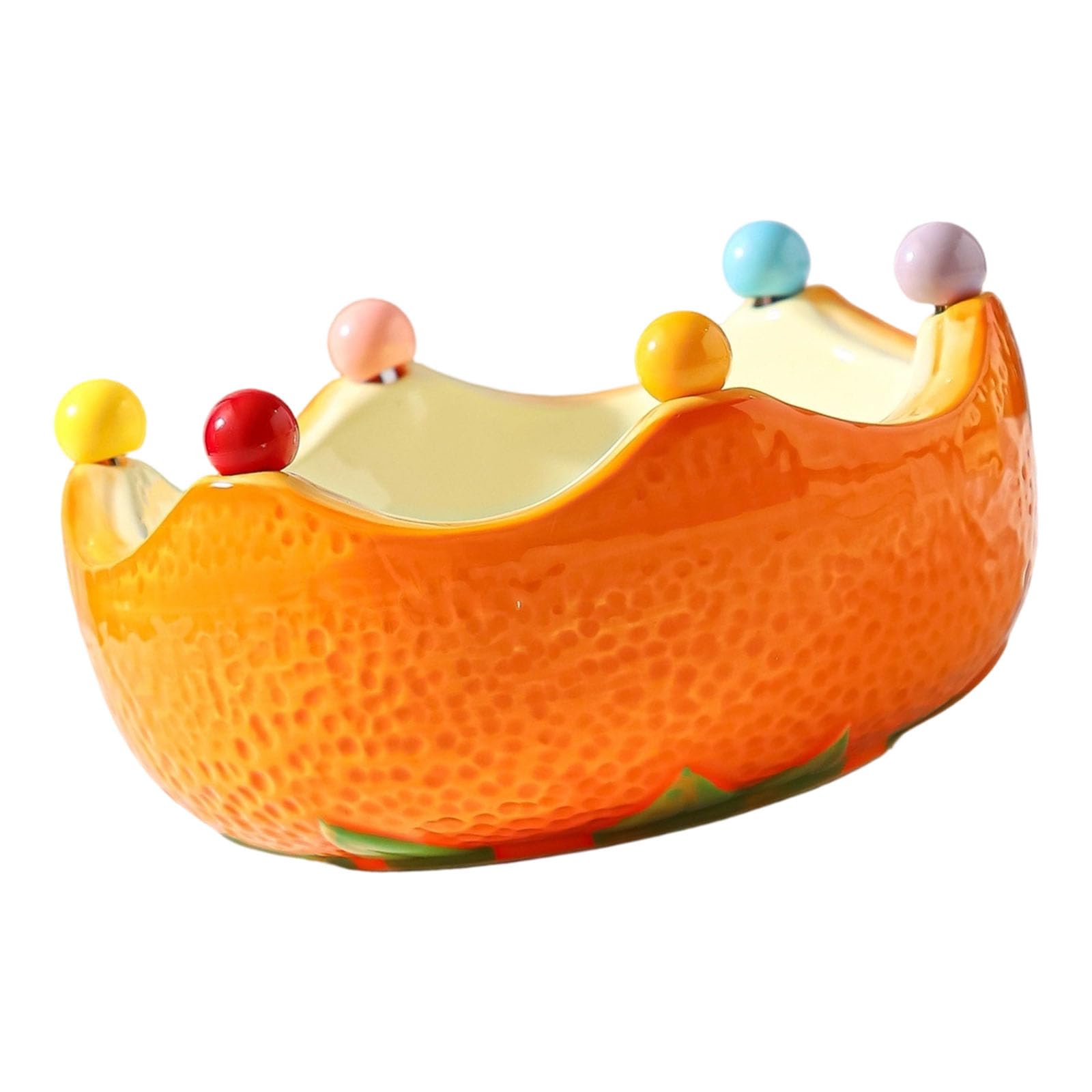 PANGBOER Decorative Ceramic Bowl with 6 Forks for Fruits Desserts and Table Centerpiece Kitchen Bowl with Forks