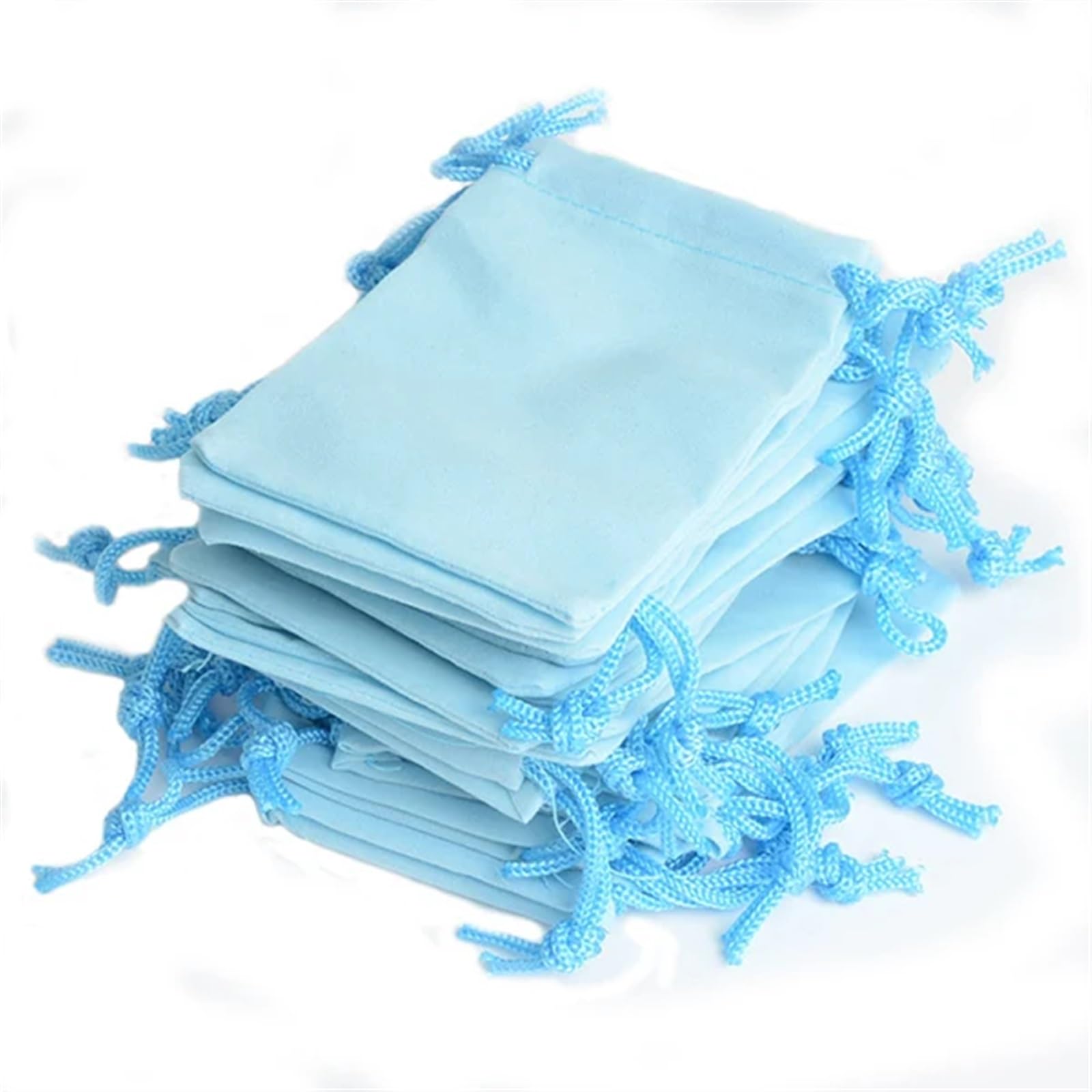 Małe woreczki na biżuterię Aksamitny woreczek prezentowy na biżuterię ze ściągaczem, 5 x 7 cm, opakowanie 100 sztuk, wielokolorowy(Blue)