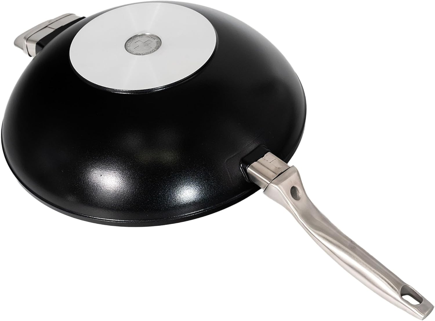 Swiss Diamond Nonstick Hybrid Ceramic and Diamond-Infused Wok With Glass Lid & Tempura Rack, Dou Ceramic, Dishwasher & Oven Safe Up To 500 °F, 12.5-Inches