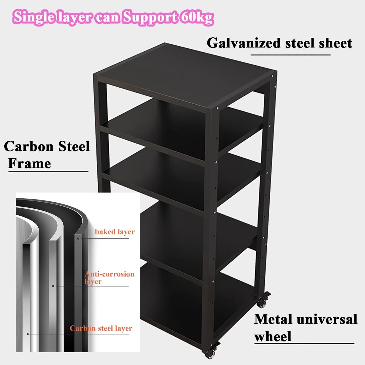 Torre de Audio y Video de 5 Niveles, Soporte para Medios AV, gabinete estéreo, Club de Cine en casa, Altavoz, Amplificador, Receptor, Reproductores de CD, Consola de Juegos, Unidad