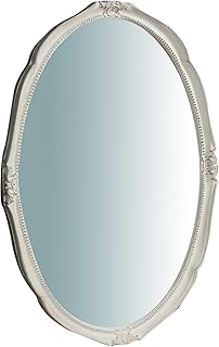 Wall Mirror Vertical/Horizontal Wood Antique White Finish W53xD3.5xH72 c...