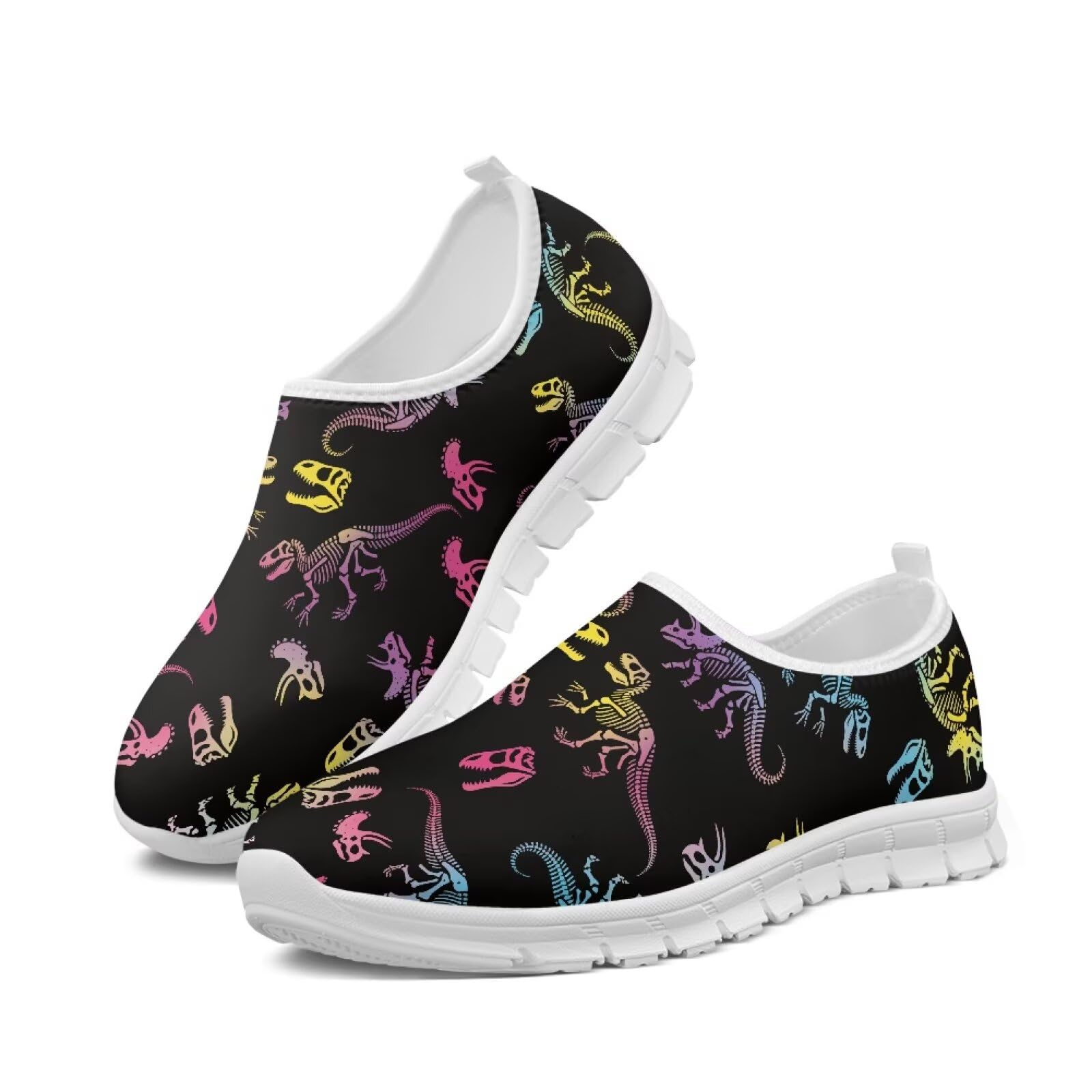 Męskie buty do chodzenia, wsuwane, trampki, podparcie łuku, lekkie mokasyny do joggingu, biegania, biała podeszwa, dinozaur, 39.5 EU