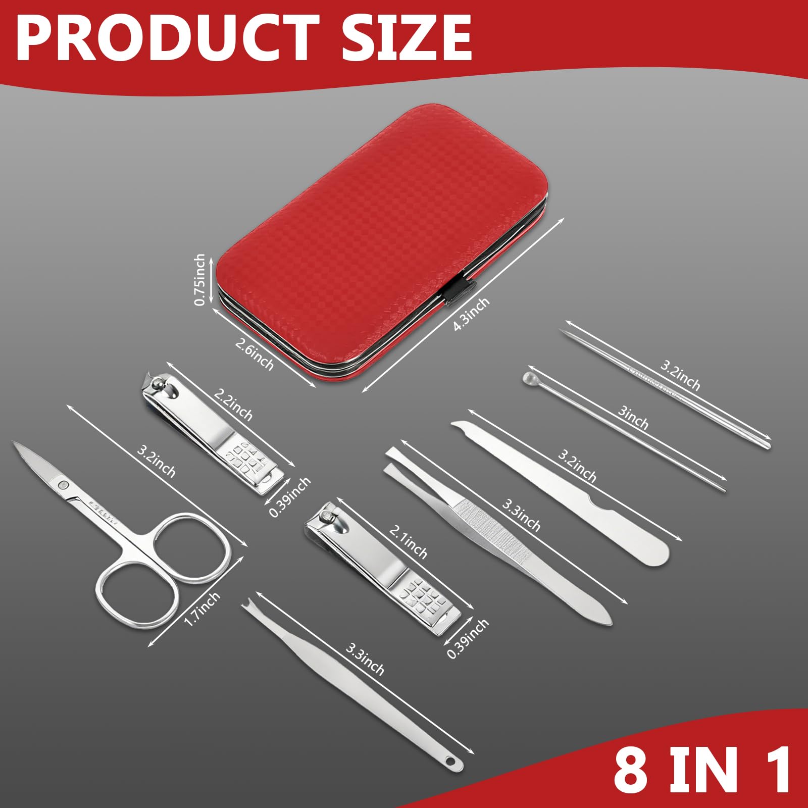 8 PCS Manicure Pedicure Kit Nail Clippers Manicure Kit Tools for Nail Cutter Cuticle Remover with Leather Travel — view 5