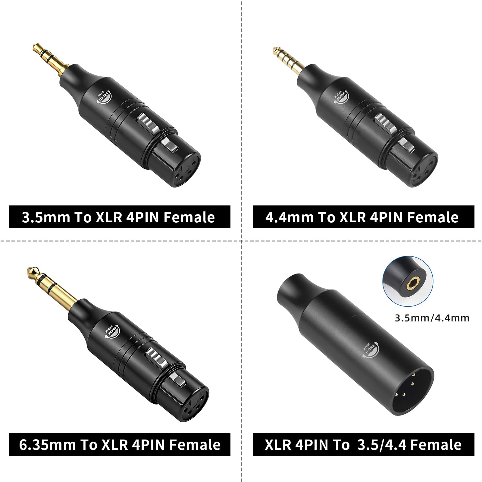 okcsc Adaptateur audio équilibré XLR femelle 6,35 mm vers 4 broches, connecteur HiFi plaqué or pour amplis de casque et DAC, qualité sonore sans perte, faible distorsion et convertisseur audio haute