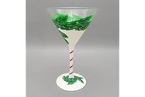 Green Martini Glasses Christmas Lights Hand Painted