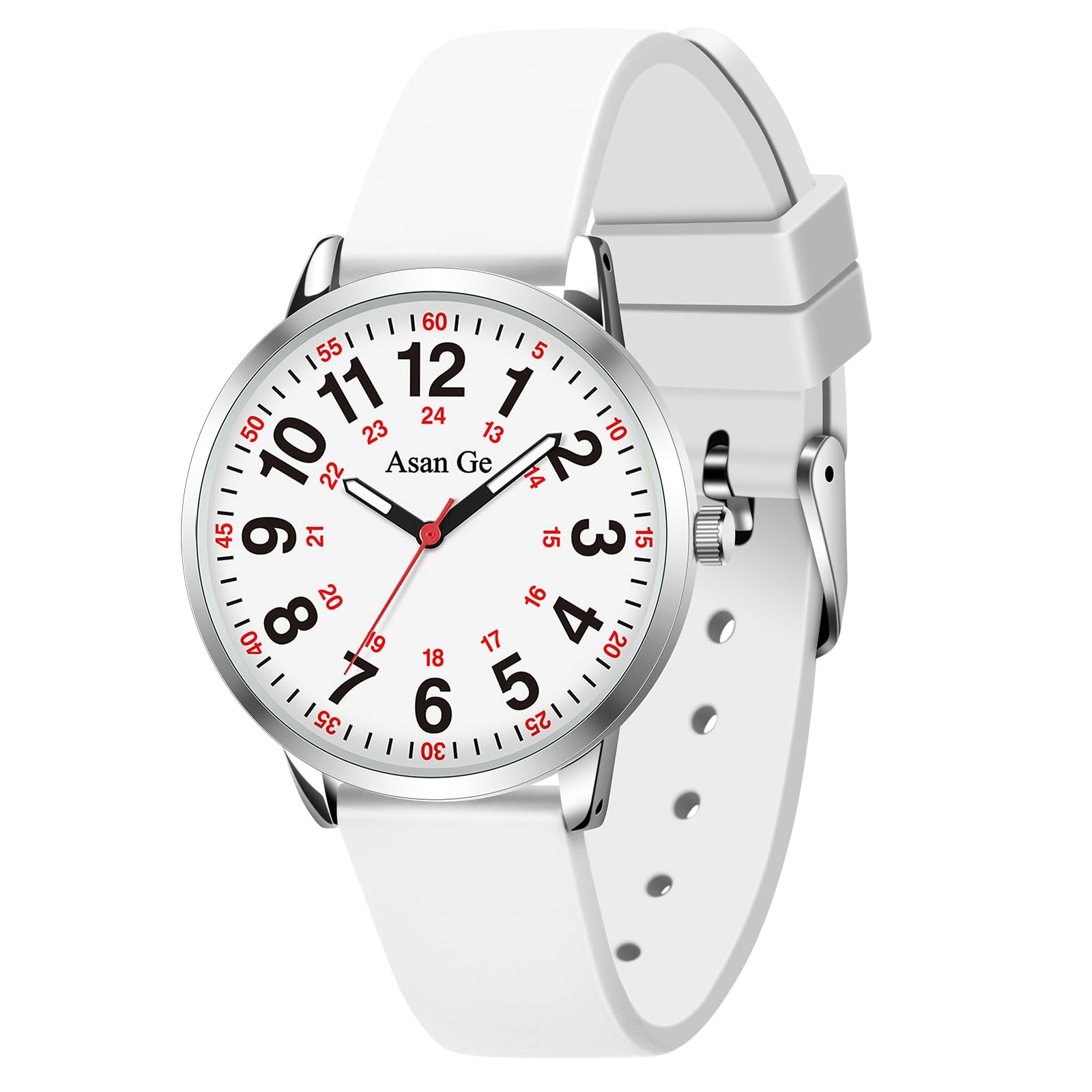 Asan Ge Nurse Watch for Nurse Medical Professionals Students Doctors Women Men Waterproof Watch 24 Hour Military Time Luminouse Easy to Read Dial with Second Hand