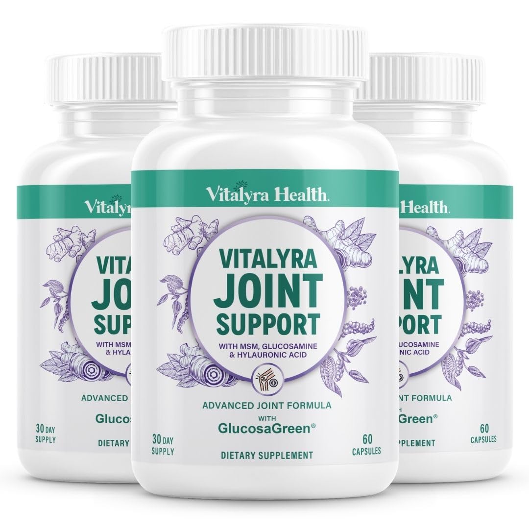 Vitalyra Joint Support Supplement - Glucosamine, MSM & Turmeric Men & Women 180 Count (Pack of 3)