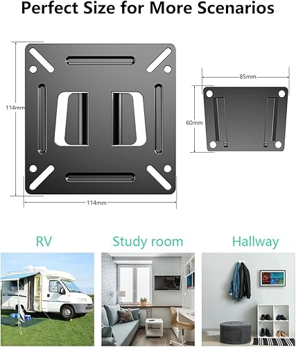 Miniatura 6 de Soporte de pared para monitor de TV RV para pantallas planas LCD LED de 14 a 27 pulgadas, soporte de pared pequeño para monitores de computadora,