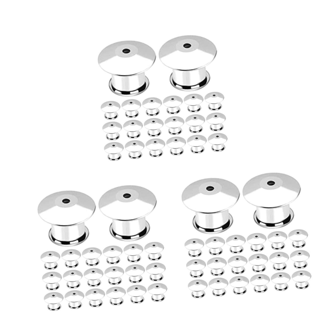 3 Sets Anti-Explosions-Schnalle, Anstecknadel, Stopper, lustige Nadeln, Anstecknadel, Anstecknadel, magnetische Stecknadel, Verschlüsse, rückseitige Verriegelung, blanko, Silber, 60 Stück x 3