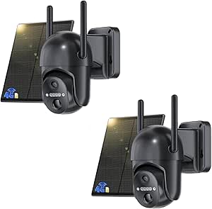 NUASI 4G LTE Outdoor Surveillance Camera with SIM【2 Unit】, 2K 360° PTZ Camera with Solar Panel, PIR Motion Detection, Color Night Vision, Two-Way Audio, IP66 asin的图片