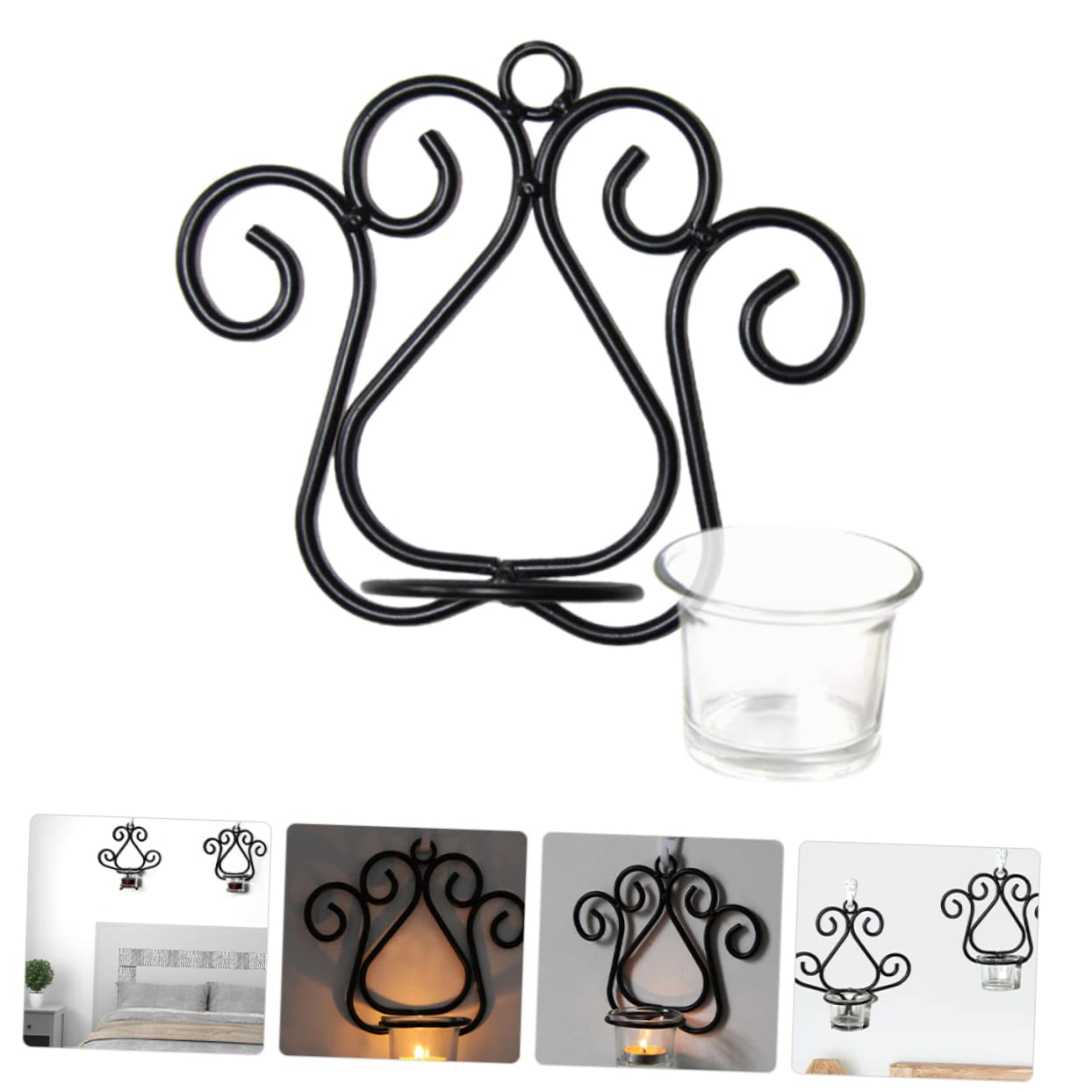 HOOTNEE European Wall-Mounted Candle Holder Decorative Metal Candlestick for Living Room Bedroom Office Sturdy Design Accent for Weddings Events