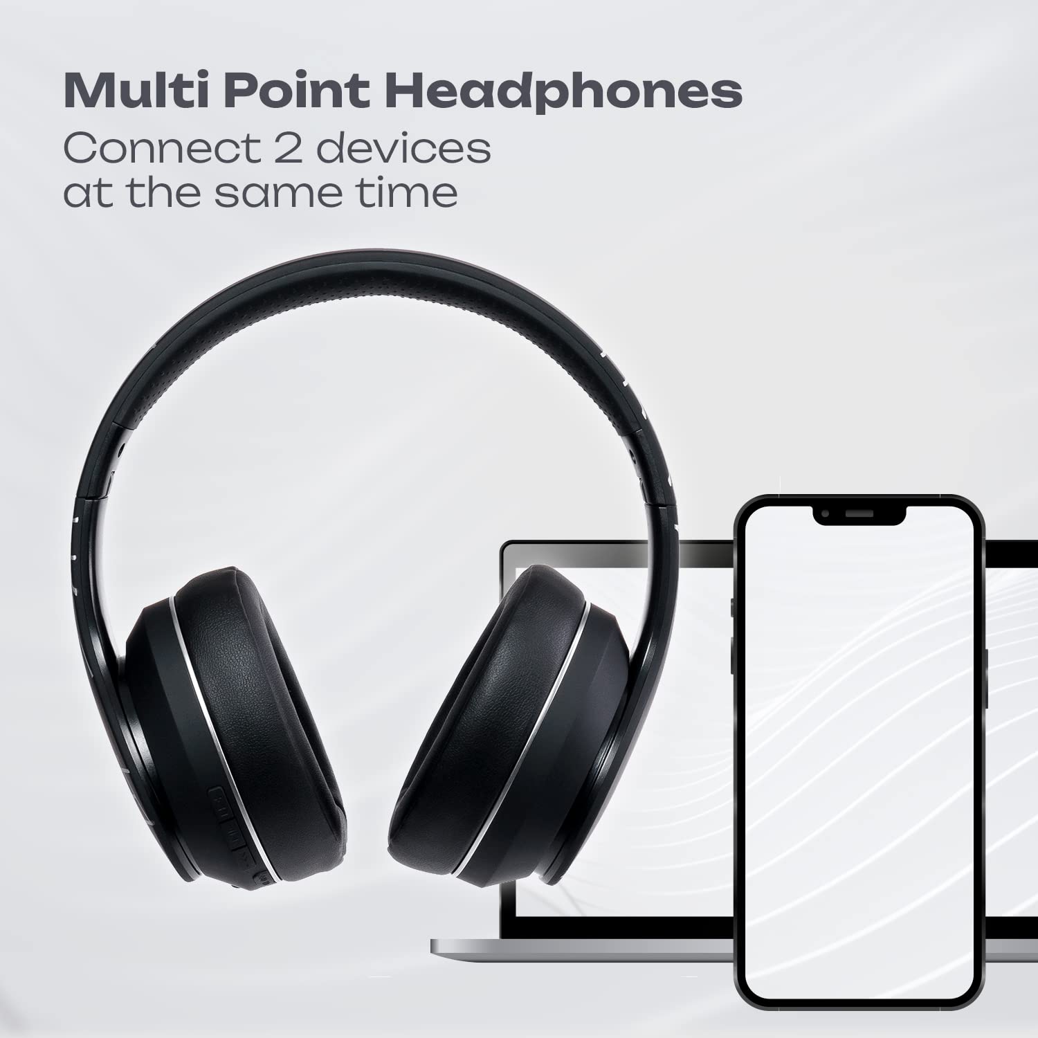 PowerLocus P6 Słuchawki Bezprzewodowe Nauszne, Bluetooth 5.3, super basowy dźwięk stereo Hi-Fi, 40 godzin czasu pracy baterii, miękkie nauszniki, słuchawki z mikrofonem dla Laptopów,PC
