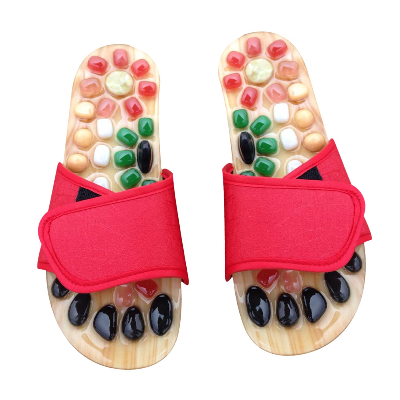 Akupressur Massage Sandalen Rot Größe 41-42 aus Pu Eva | Manuelle Fußmassage, Professionelle Fußmassage, Fördert die Blutzirkulation