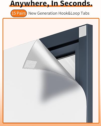 Miniatura 4 de Persianas opacas mejoradas 65 x 59 pulgadas 100 % opacas se puede cortar tú mismo Cortinas opacas blancas portátiles para ventanas, tiras de cinta