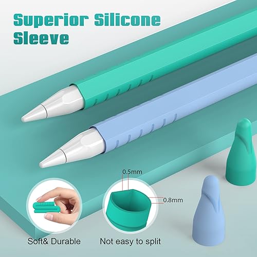 Miniatura 5 de Paquete de 2 fundas para Apple Pencil de 2 generación con 2 puntas para lápices, 4 puntas de puntas, accesorios de protección de silicona suave,