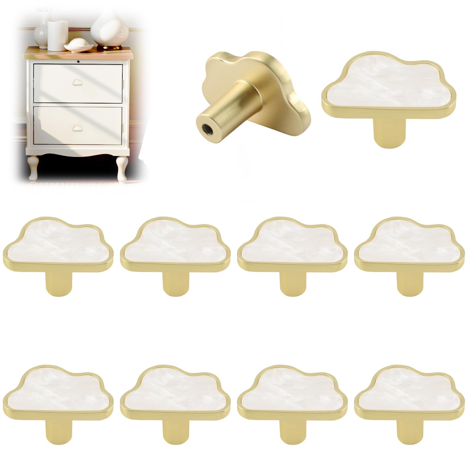 MOROBOR Decorative Cloud Kitchen Cabinet Knobs, 10 Pack Creative Dresser Drawer Pulls Furniture Cupboard Door Pull Handles Single Hole Zinc Alloy Knobs Furniture Accessories — image 1