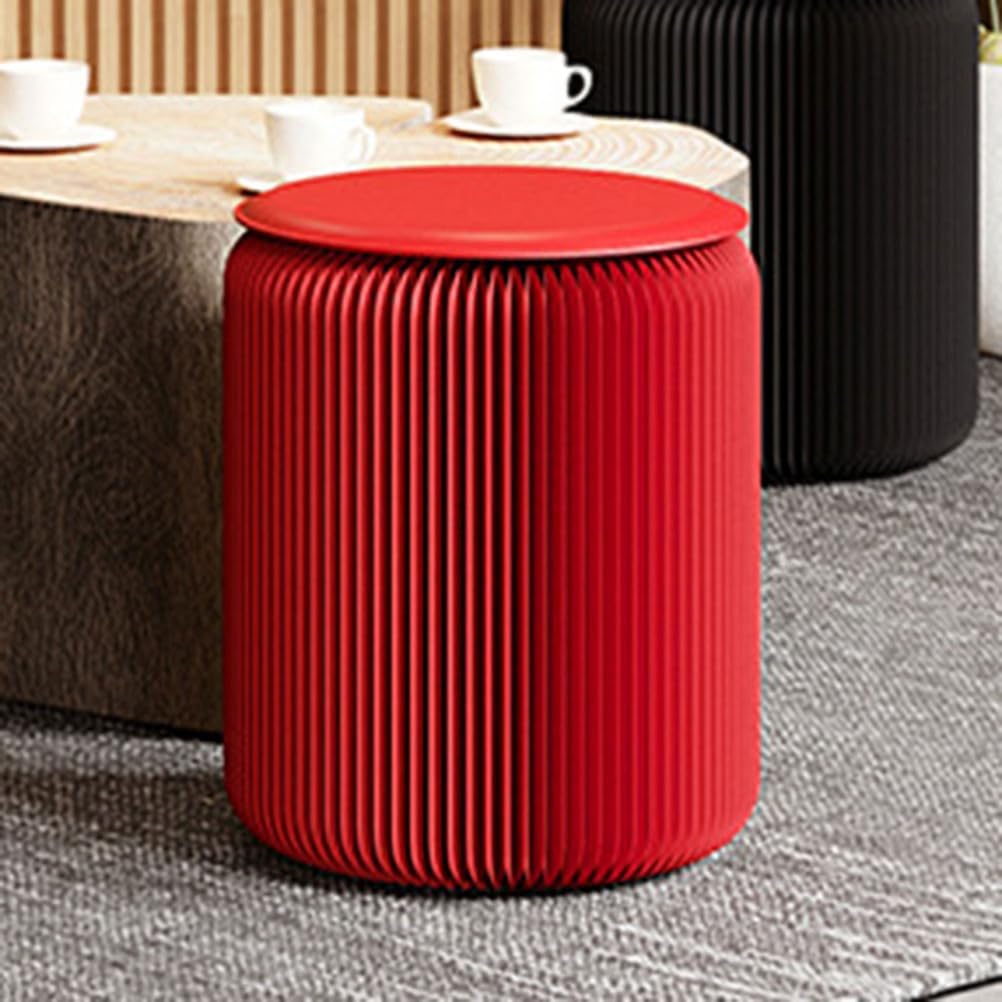 Portable Honeycomb Folding Stool with PU Cush Strong LoadBearing Capacity Versatile Shoe Bench Side Table or Bedside Table Red 52CM/20.5in