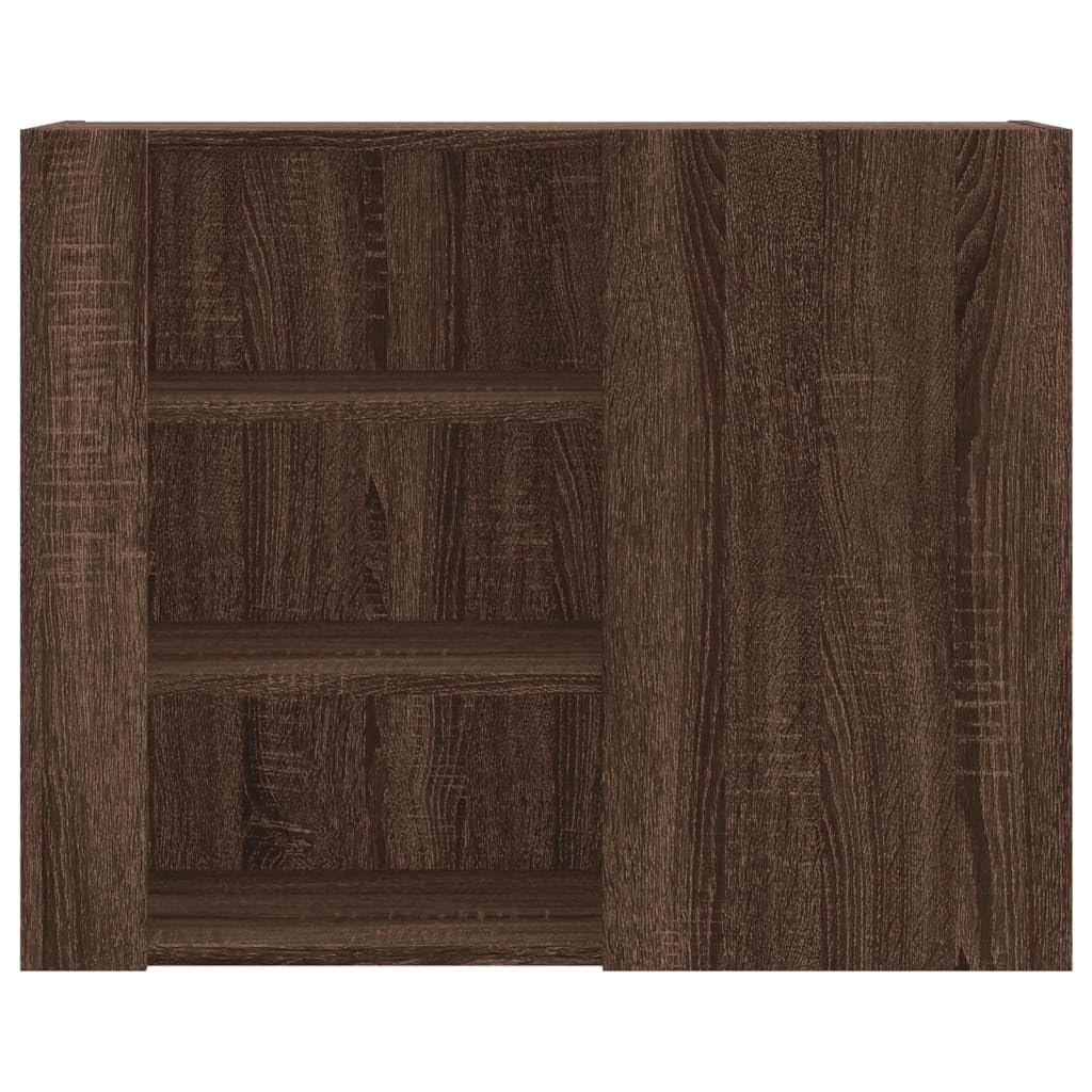 Wandregal Braun Eichen-Optik 75x35x60 cm Holzwerkstoff mit 6 Fächern für Bücher Deko und Aufbewahrung in Küche Bad und Wohnzimmer
