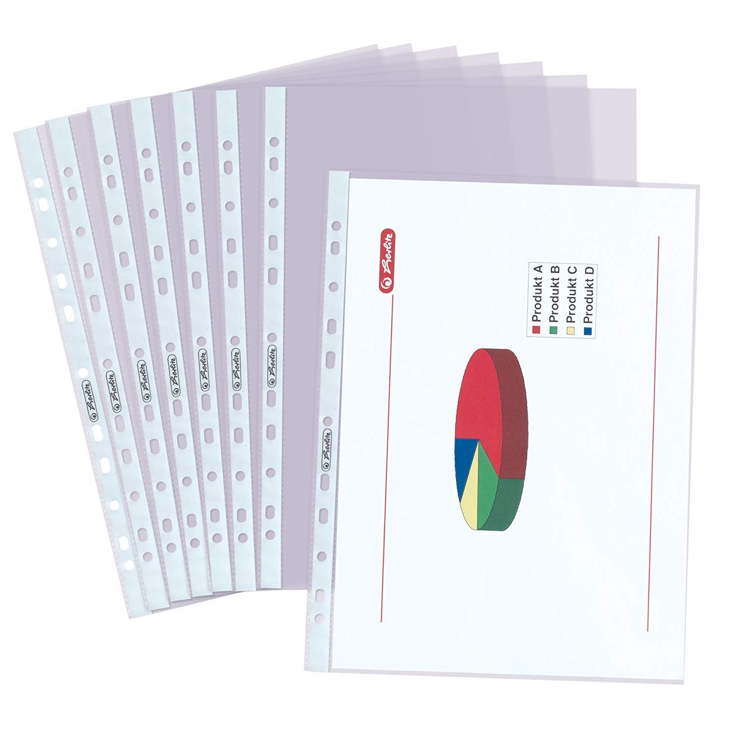 Herlitz Prospekthülle A4 genarbt, Premium Packung,dokumentenecht