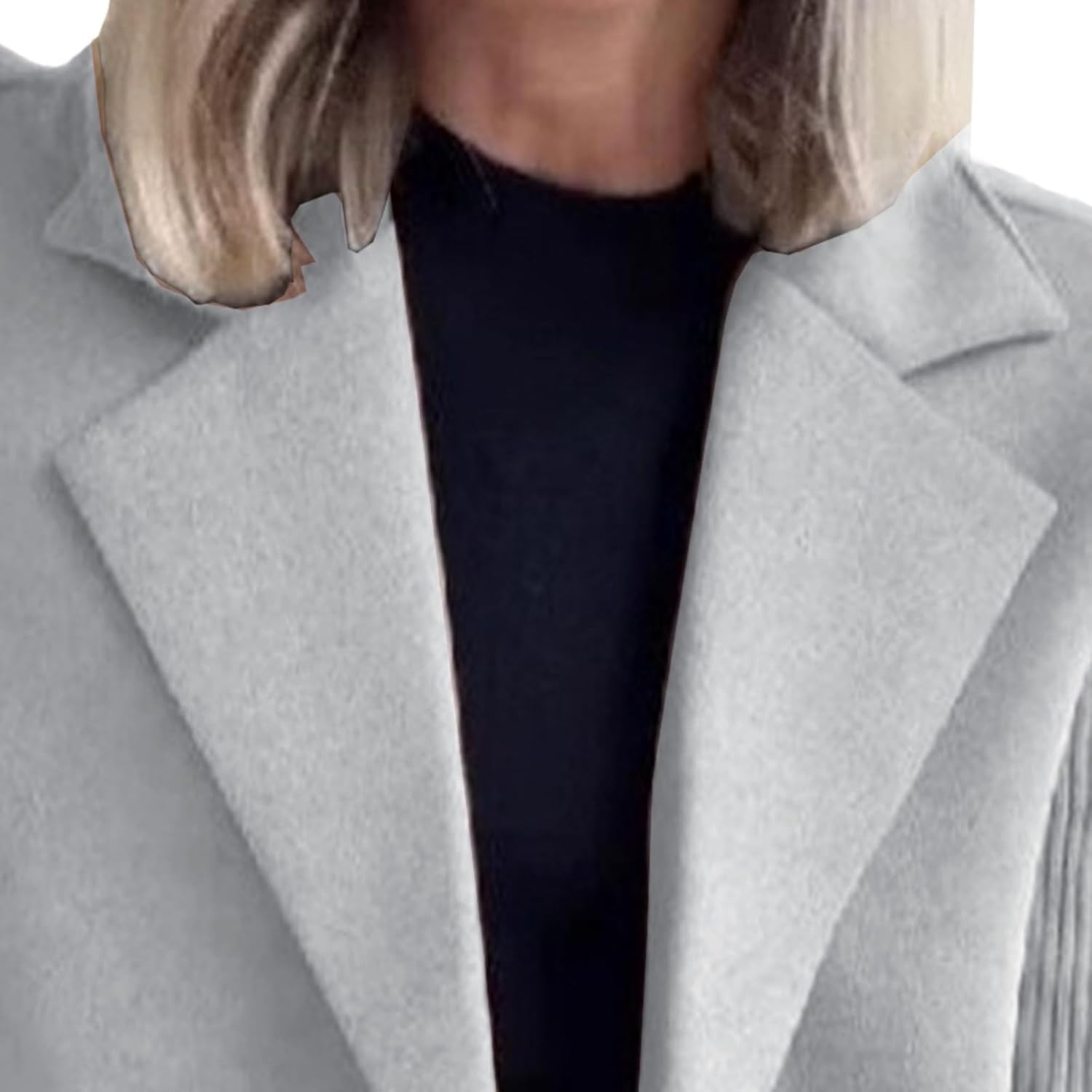 Womens Wool Blend Blazer Jacket Business Single Breasted Lapel Cardigans Fall Winter Casual Long Sleeve Trench Coats