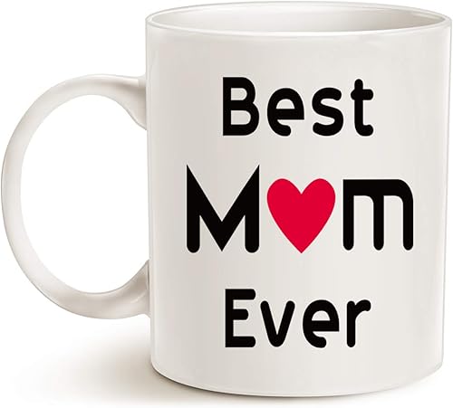 Vista 2 de Taza de café con texto en inglés "Best Mom Ever", idea única de regalos de vacaciones o cumpleaños para mamá, madre, mamá, mamá, taza blanca, 11