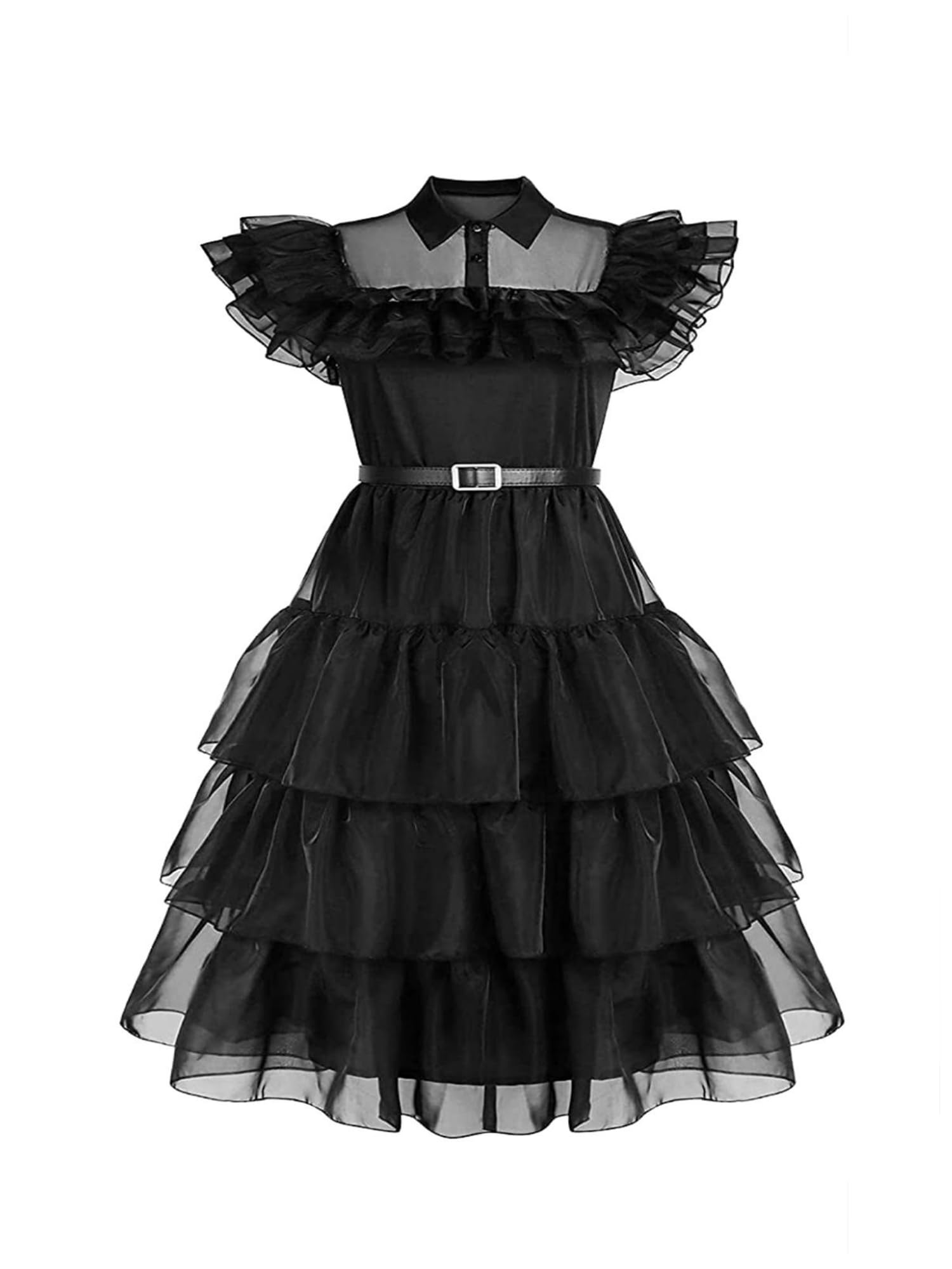 Vicyol S&D Disfraz Gótico para Niña. Vestido Negro de Carnaval, Cosplay, Halloween.