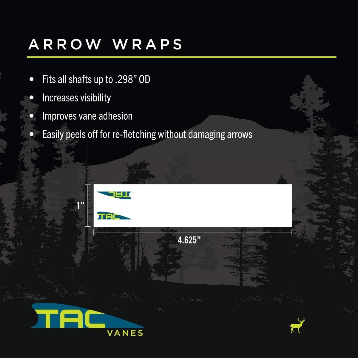 TAC Vanes Arrow Wraps, 4.25" x 1.0", Pack of 13 Arrow Wraps, Arrow Accessories for Archery Bowhunting and Target Shooting