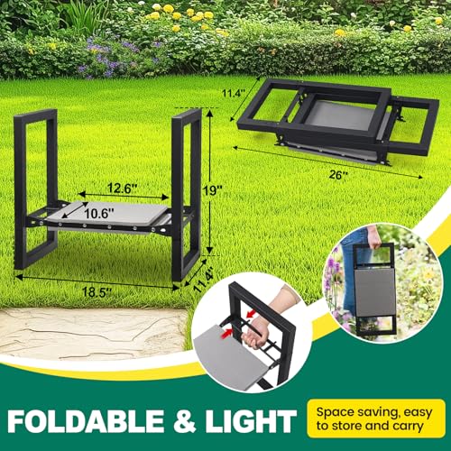 DIOVPLX Garden Kneeler and Seat - Heavy Duty Folding Garden Stool with Handles, Stable Kneeling Device Bench Chair Gardening Tools Gifts for Women Men Seniors Gardeners Outdoor Weeding Planting