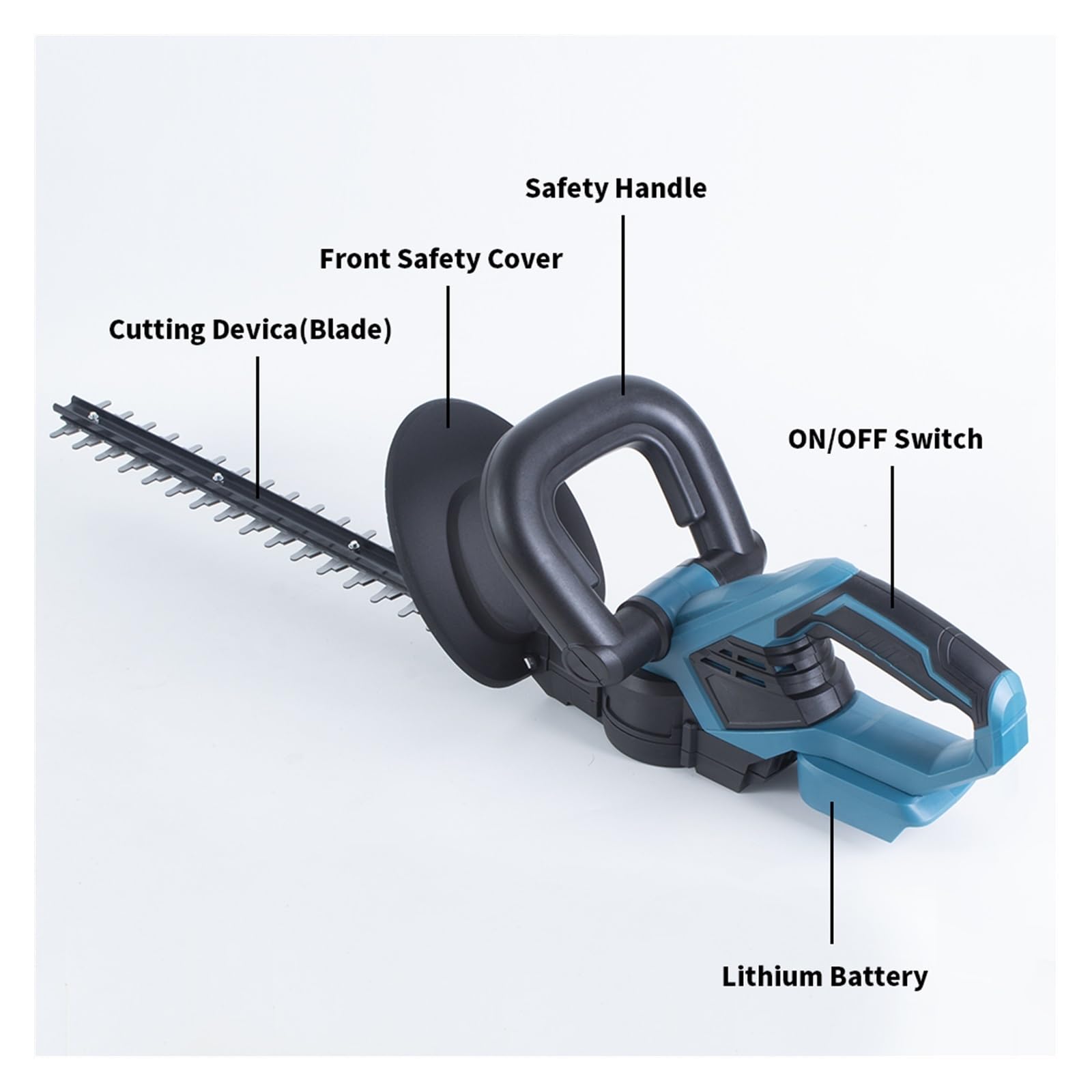 Tondeuse à gazon, Taille-haie sans balais taille-haie fil double Action scie d'élagage coupe poignée rotative outil de jardin for batterie 18V(2Batteries)