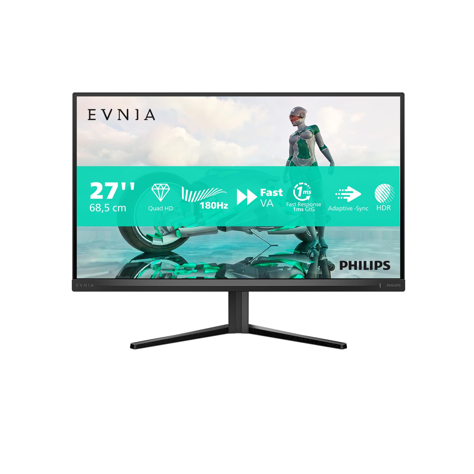 PHILIPS 27M2N3500AM - Monitor da gioco QHD da 27 pollici, 180 Hz, 1 ms GtG, FreeSync Prem. (1920x1080, 2x HDMI, DisplayPort) nero/grigio