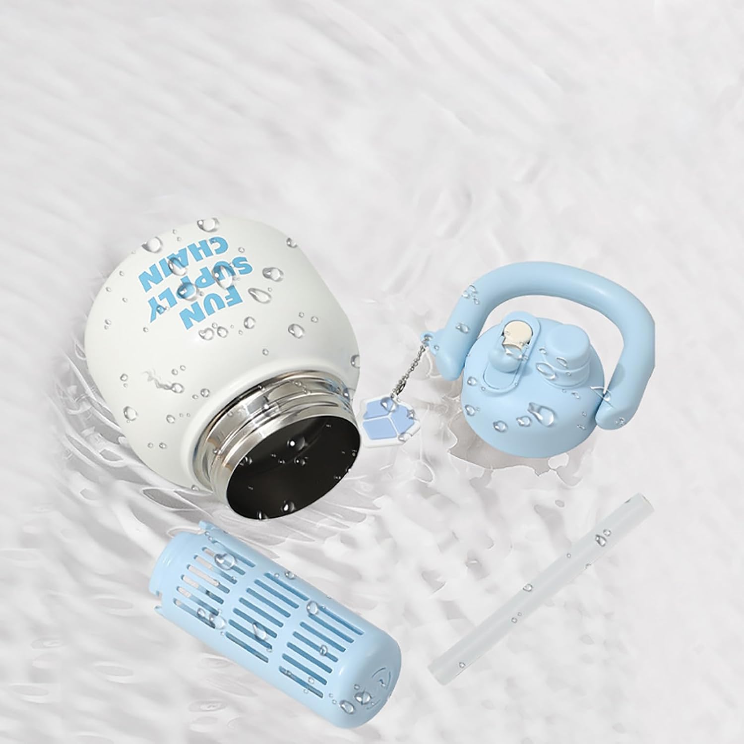 Water Bottle 20oz Insulated Water Bottles with Straw for School Sports Travel Coffee Mug Toddler Cup Suitable for Hot and Cold Blue - Image 3